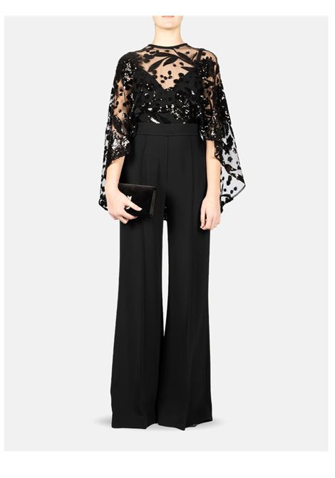 Tuta con mantella trasparente ricamata in nero Elie Saab - donna ELIE SAAB | JU078NR25YAC04BLK